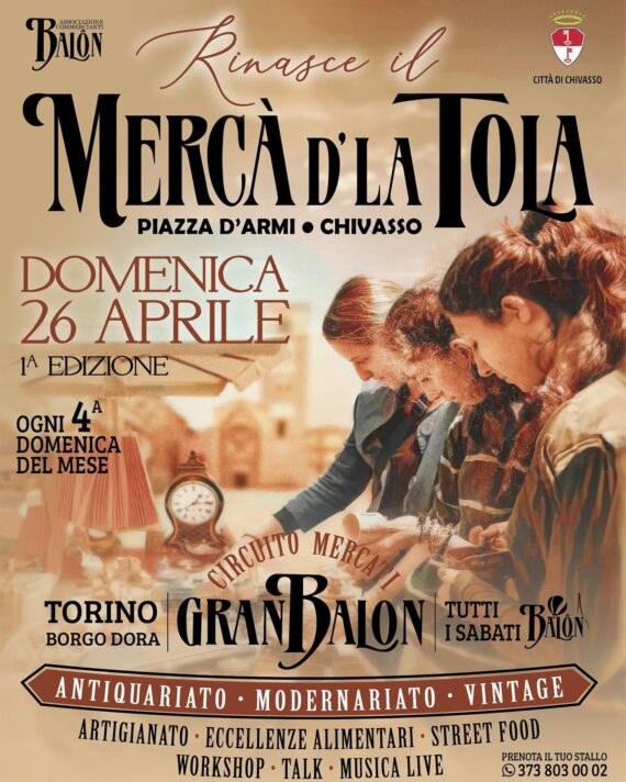 manifesto del merca' d'la tola vintage modernariato a Chivasso Torino aprile 2026