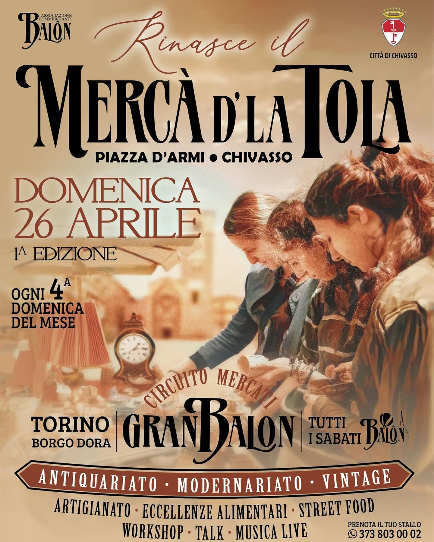 manifesto del merca' d'la tola vintage modernariato a Chivasso Torino aprile 2026